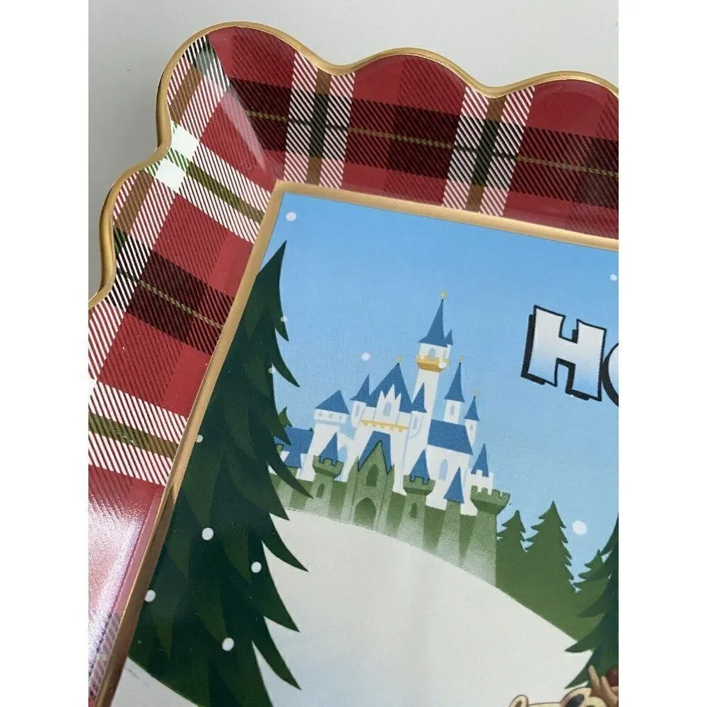 Disney Parks Mickey & Friends Holiday Cheer Ceramic Christmas Tray‎ Dish Platter